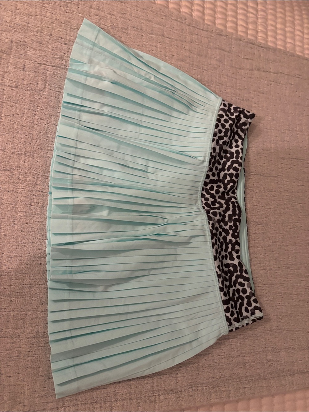 lululemon athletica Aqua Pleated Skirt with Leopard Waistband